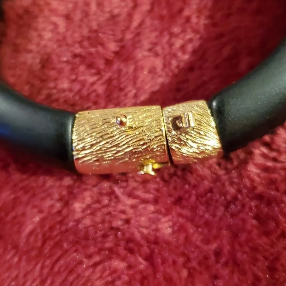 Franklin Mint Bracelet 4 Genuine Rubies & 22 KT Gold‎ Plated over Ebony